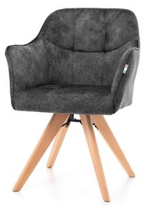 Krzesło tapicerowane do salonu Trevano ciemnoszare welurowe nowoczesne loft