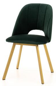 Krzesło tapicerowane do jadalni SK144 ciemnozielony welur na złotych nogach