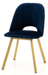 Krzesło tapicerowane do jadalni SK144 niebieskie welurowe nowoczesne glamour