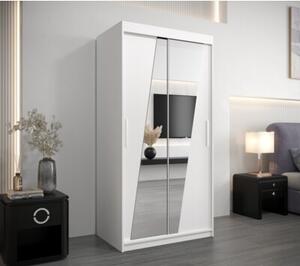 Szafa przesuwna garderoba Rhomb 100 wys. 200 cm biaÅy + biaÅy
