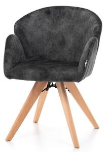 Krzesło tapicerowane do salonu Locci ciemnoszare welurowe nowoczesne loft