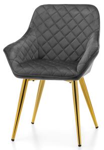 Krzesło tapicerowane do salonu SK01 szare welurowe nowoczesne loft