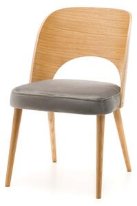 Krzesło dębowe tapicerowane SK95 szare welurowe z drewnianym oparciem
