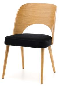 Krzesło dębowe tapicerowane SK95 czarne siedzisko, drewniane nogi i oparcie do jadalni