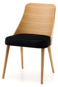Krzesło dębowe tapicerowane SK98 czarne siedzisko, drewniane nogi i oparcie do jadalni