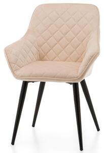 Krzesło tapicerowane do salonu SK01 beżowe welurowe nowoczesne loft