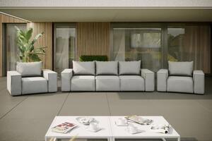 Zestaw ogrodowy Costa 2 szary, trzyosobowa kanapa i dwa fotele materiałowe