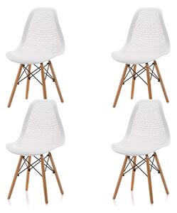 Zestaw 4 krzeseł skandynawskich SK38 białe z drewnianymi nogami