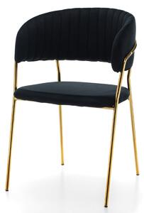 Krzesło tapicerowane czarne SK44 ze złotymi nogami glamour