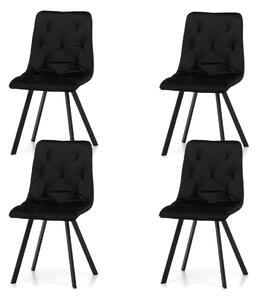 Zestaw 4 krzeseł tapicerowanych SK61 w czarnym welurze nowoczesne loft