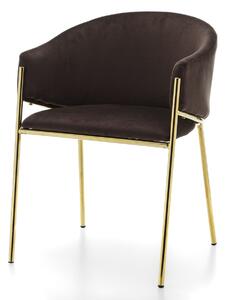 Krzesło tapicerowane SK51 brązowe ze złotymi nogami glamour
