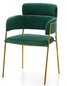 Krzesło tapicerowane zielone SK48 ze złotymi nogami glamour