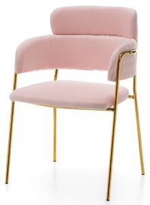 Krzesło tapicerowane różowe SK48 ze złotymi nogami nowoczesne glamour