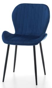 Krzesło tapicerowane do jadalni SK81 niebieskie welurowe, nowoczesne loft