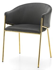 Krzesło tapicerowane SK51 szare welurowe nowoczesne glamour