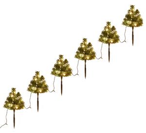 Drzewka do ozdoby ścieżki, 6 szt., ciepłe białe LED, 45 cm, PVC