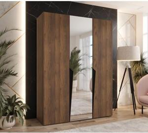 Szafa uchylna otwierana Piano 2 150 wys. 202 cm orzech warmia + u. czarny