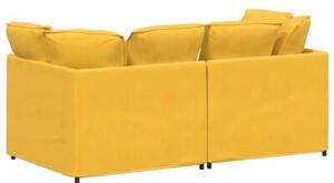 Sofa moduÅowa z poduszkami tkanina sztruksowa jasnoÅ¼Ã³Åta