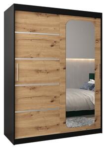 Szafa przesuwna garderoba Promo V2 150 wys. 200 cm czarny + artisan