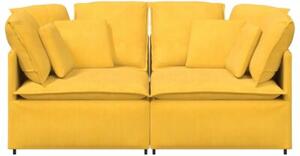 Sofa moduÅowa z poduszkami tkanina sztruksowa jasnoÅ¼Ã³Åta