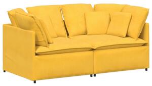 Sofa moduÅowa z poduszkami tkanina sztruksowa jasnoÅ¼Ã³Åta
