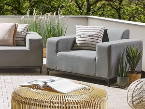 Zestaw 2 foteli ogrodowych tapicerowanych odporny na UV szary czarne nóżki Rovigo Beliani