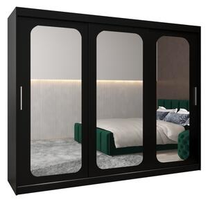 Szafa przesuwna garderoba Promo T3 250 wys. 200 cm czarny + czarny