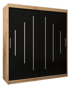 Szafa przesuwna garderoba York 180 wys. 200 cm artisan + czarny