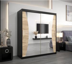 Szafa przesuwna garderoba Monaco 180 wys. 200 cm czarny + sonoma