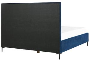 Zestaw do sypialni welur niebieski łóżko z pojemnikiem 180 x 200 cm 2 szafki nocne Sezanne Beliani