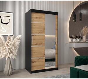 Szafa przesuwna garderoba Verona 2 100 wys. 200 cm czarny + artisan