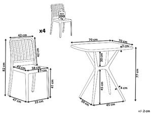 Zestaw mebli ogrodowych plastikowy stół i 4 krzesła sztaplowane biały Sersale Beliani