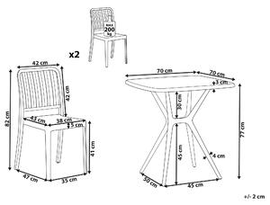 Zestaw balkonowy ogrodowy plastikowy stół i 2 krzesła sztaplowane biały Sersale Beliani