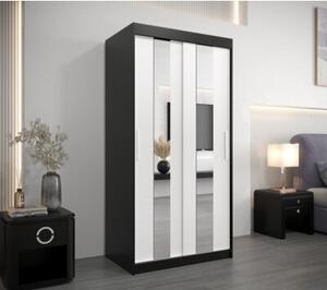 Szafa przesuwna garderoba Pole 100 wys. 200 cm czarny + czarny