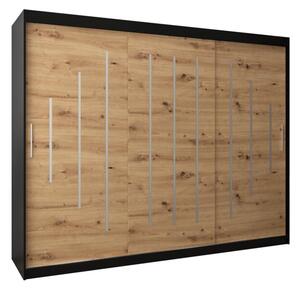 Szafa przesuwna garderoba York 250 wys. 200 cm czarny + artisan