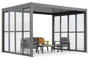 Pergola tarasowa wolnostojąca Lagos 3x4 z drzwiami na dwa boki 4m i jeden bok 3m Garden Point antracyt