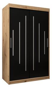 Szafa przesuwna garderoba York 120 wys. 200 cm artisan + czarny