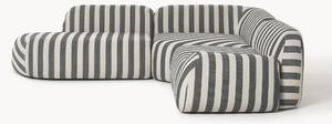 Narożna sofa modułowa z pufem w paski Wolke (4-osobowa)