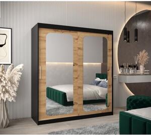 Szafa przesuwna garderoba Promo T3 180 wys. 200 cm czarny + artisan