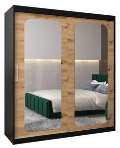 Szafa przesuwna garderoba Promo T3 180 wys. 200 cm czarny + artisan