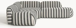 Narożna sofa modułowa z pufem w paski Wolke (4-osobowa)
