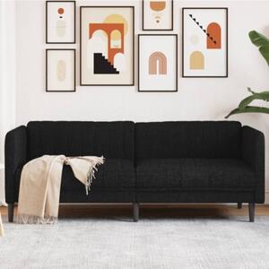 Sofa 3-osobowa, czarna, tapicerowana tkaninÄ