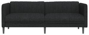 Sofa 3-osobowa, czarna, tapicerowana tkaninÄ