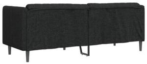 Sofa 3-osobowa, czarna, tapicerowana tkaninÄ