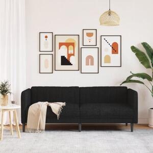 Sofa 3-osobowa, czarna, tapicerowana tkaninÄ