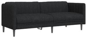Sofa 3-osobowa, czarna, tapicerowana tkaninÄ