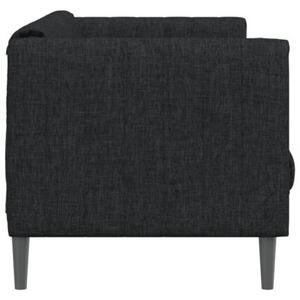 Sofa 3-osobowa, czarna, tapicerowana tkaninÄ