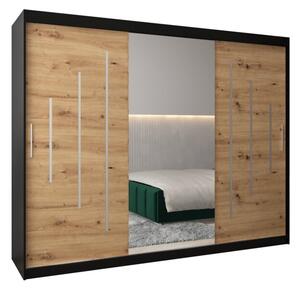 Szafa przesuwna garderoba York 1 250 wys. 200 cm czarny + artisan