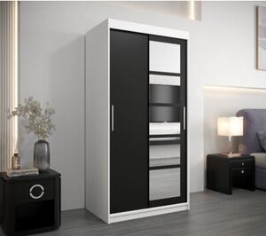 Szafa przesuwna garderoba Roma 1 100 wys. 200 cm biaÅy + czarny
