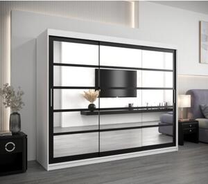 Szafa przesuwna garderoba Roma 2 250 wys. 200 cm biaÅy + czarny